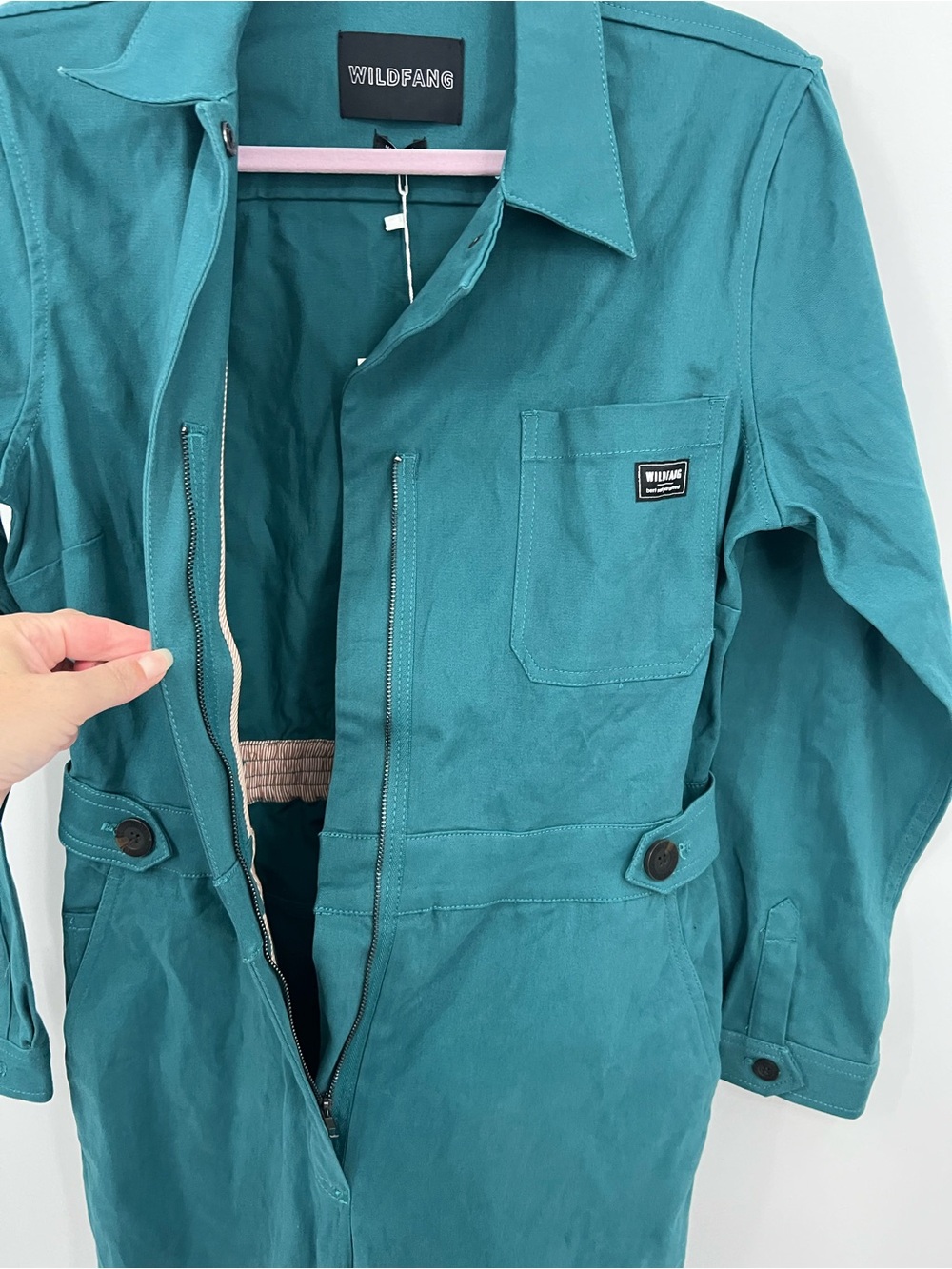 Wildfang the Essential Teal Utility Long Sleeve Jumpsuit Coveralls - Picture 12 of 16